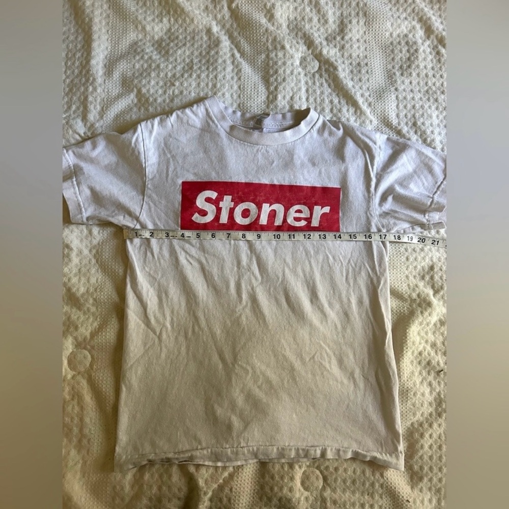 Allstyle “Stoner” Graphic T-Shirt | Size Small | White Statement Tee - Picture 8 of 11